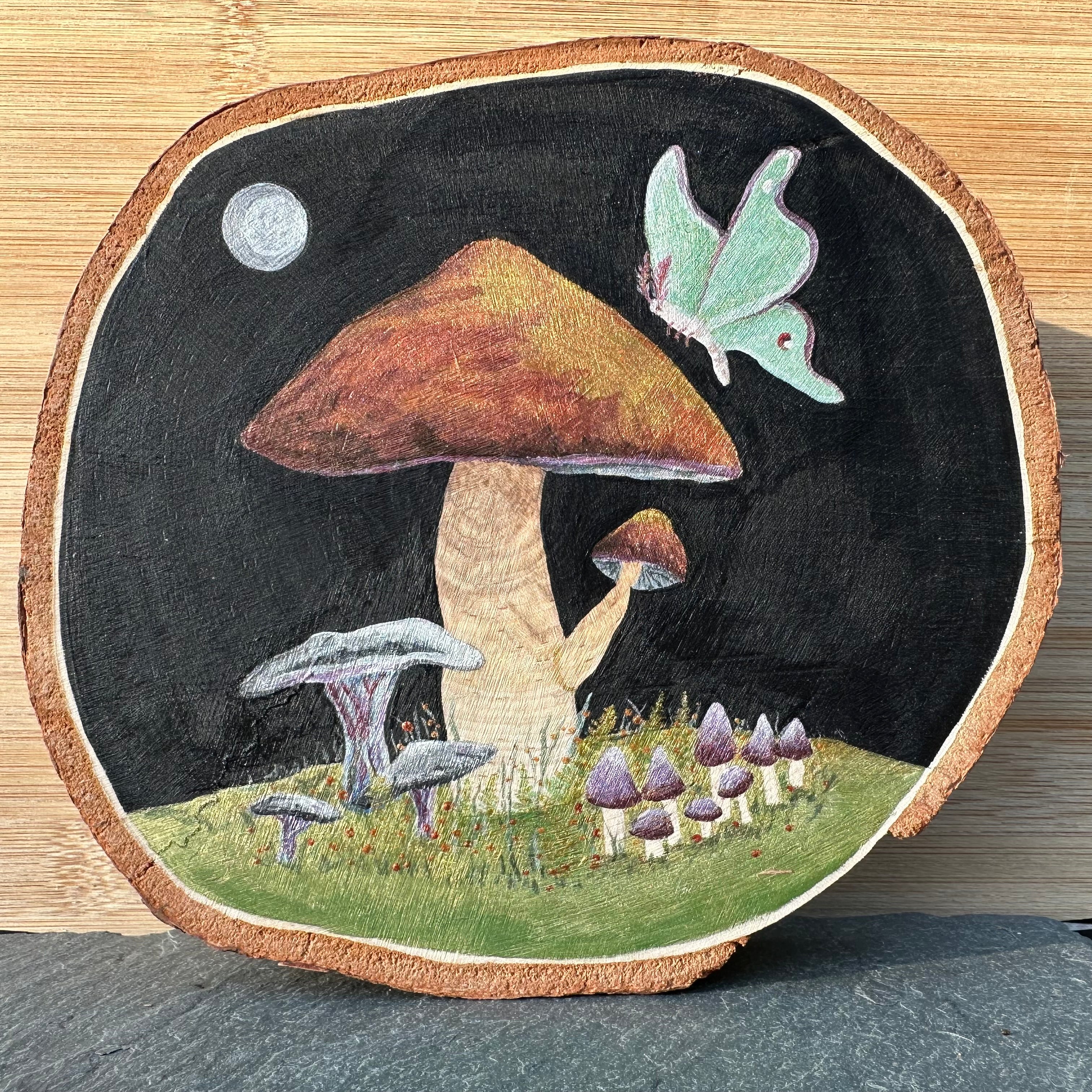 Mushroom & Blue Butterfly