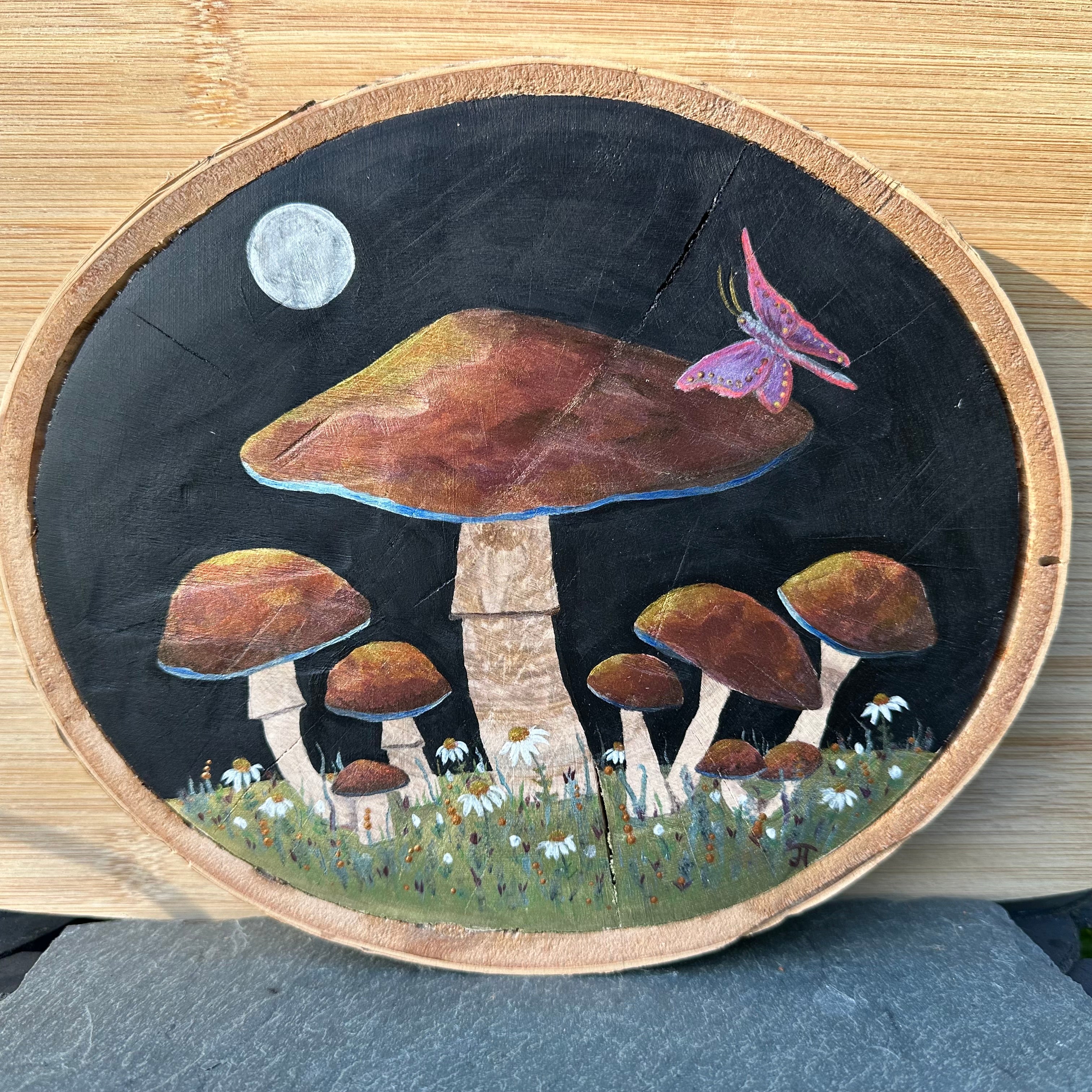 Mushroom & Purple Butterfly